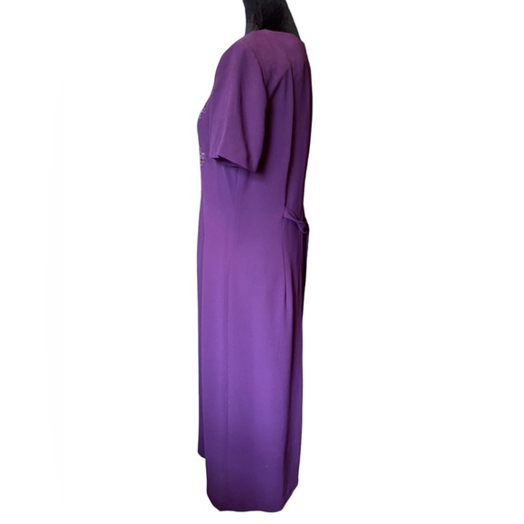 Jessica Howard Vintage 90s Purple Embroidered Sequin Whimsical Butterfly Dress - Picture 5 of 7